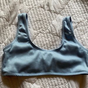 sky blue ribbed bikini top